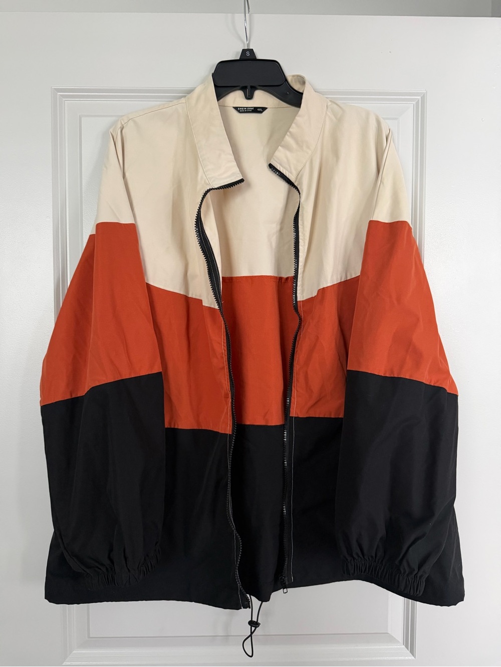 SHEIN Colorblock Windbreaker Jacket in Cream, Orange & Black
